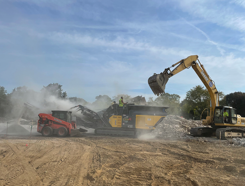 crusher Parking lot pavement removal Waukesha